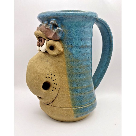 Vintage 3D Moose Face Art Pottery Coffee Cup Mug Used - Picture 2 of 11